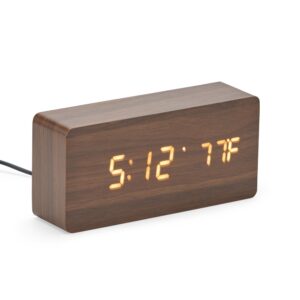 Relógio Despertador de Madeira Com Painel LED Personalizado Ref. SCX-18563B