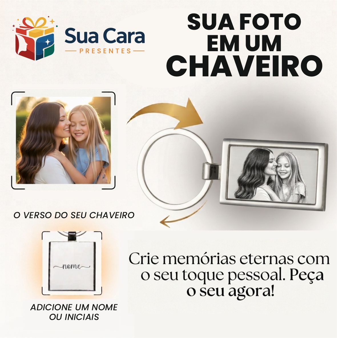 Chaveiro Metal Personalizado com Foto e Nome Ref. SCPX-01955 - Imagem 4