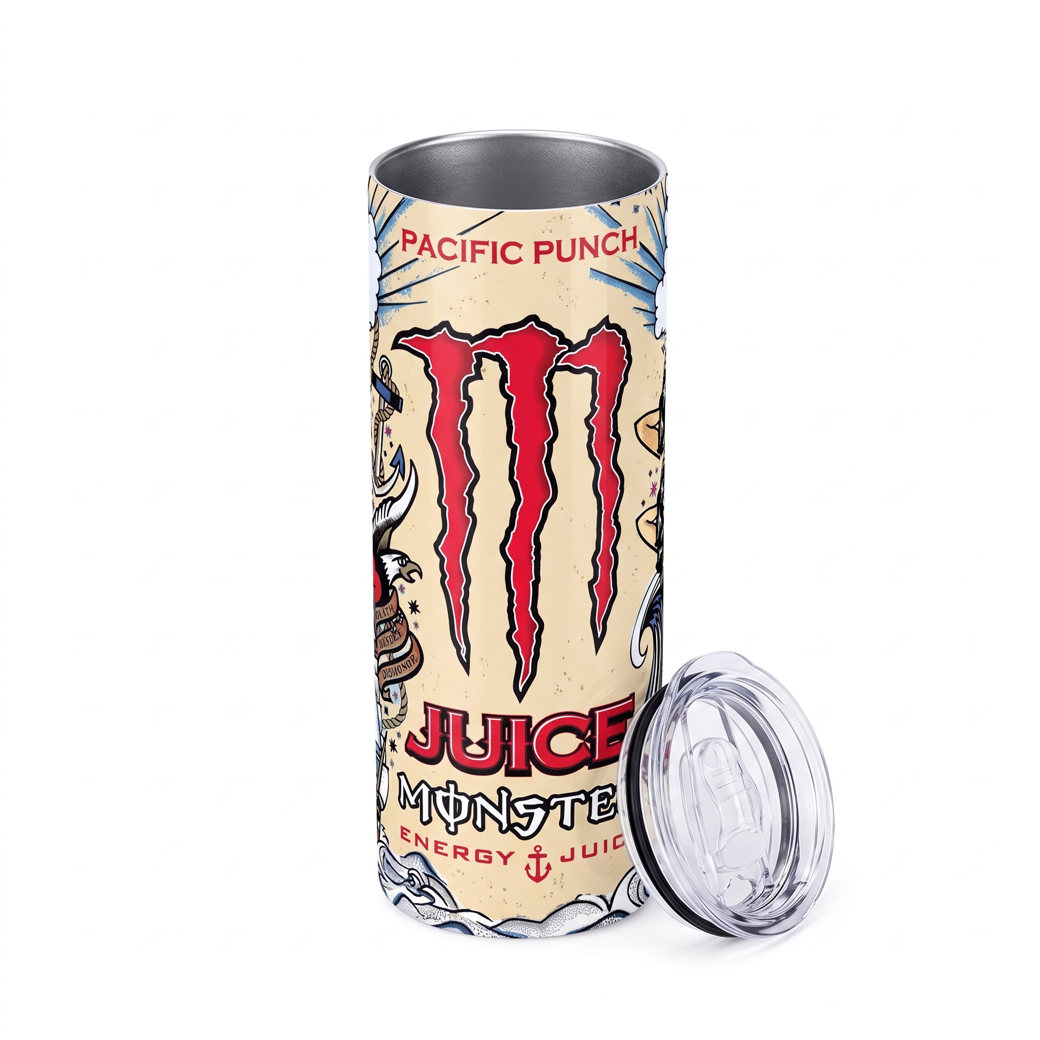 Copo Térmico Retrô 600ml em Inox – Estampa Inspirada no Juice Monster Pacific Punch