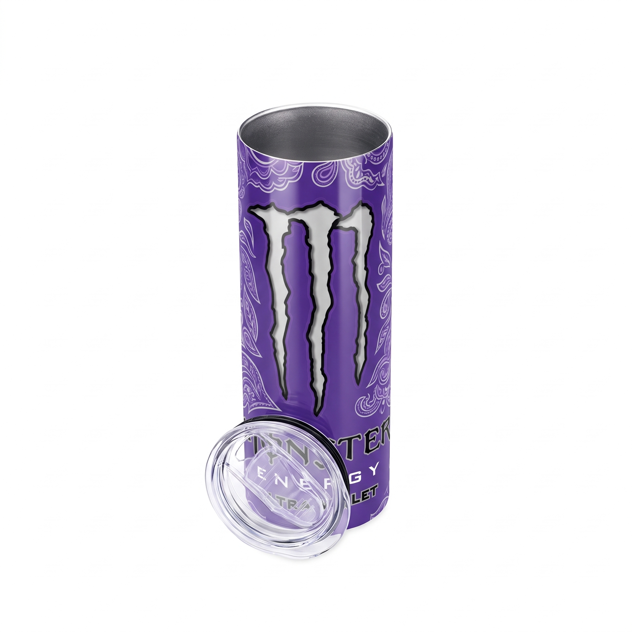 Copo Térmico Retrô 600ml em Inox – Estampa Inspirada no Monster Ultra Violet